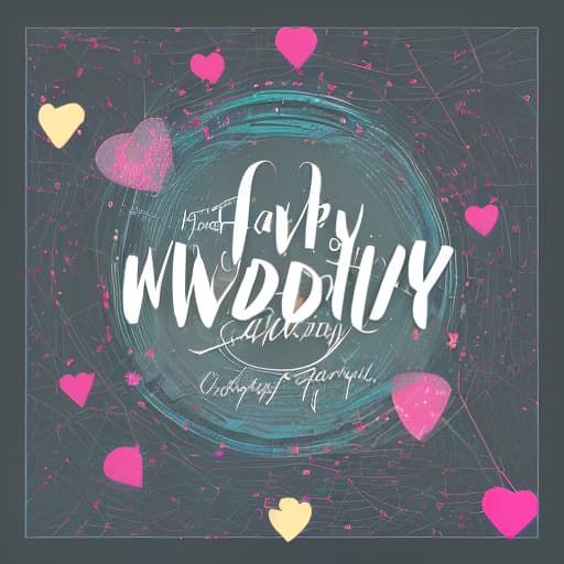 nvinkpunk beautiful liner card "happy wedding day", wedding rings, hearts, (logo:1.3), vector graphics, brand, design, inspired, (straight:1.3), (symmetrical:0.4)