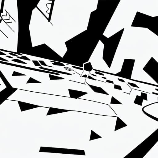  pico/just shapes and black and white drawing of a the floor alone