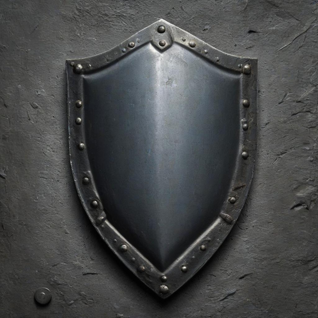  shield, inside empty, at the edges metal inserts, tags for nails, gray, shield knight, one shield, distant times, old, white black, weapons. good quality, front view, background black