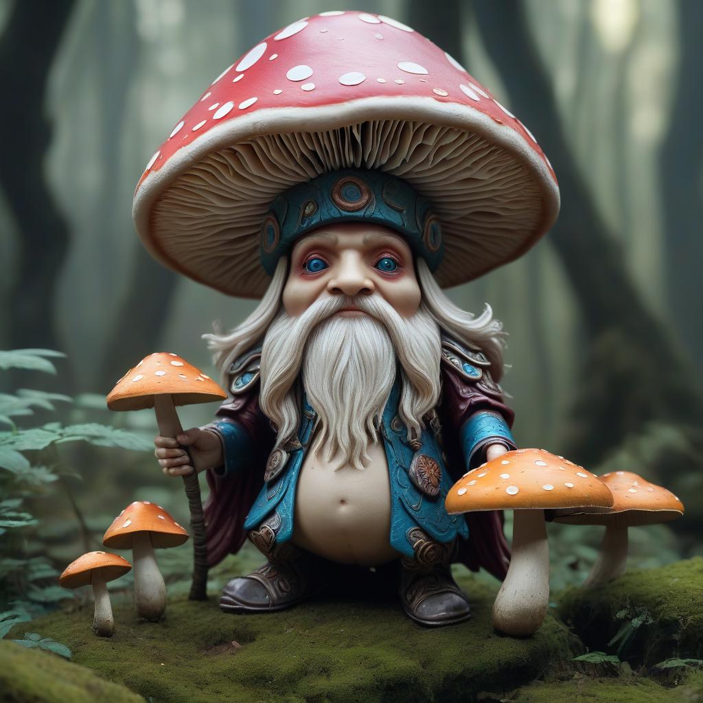  breathtaking humanoid mushroom, druid . award winning, professional, highly detailed, hkmagic