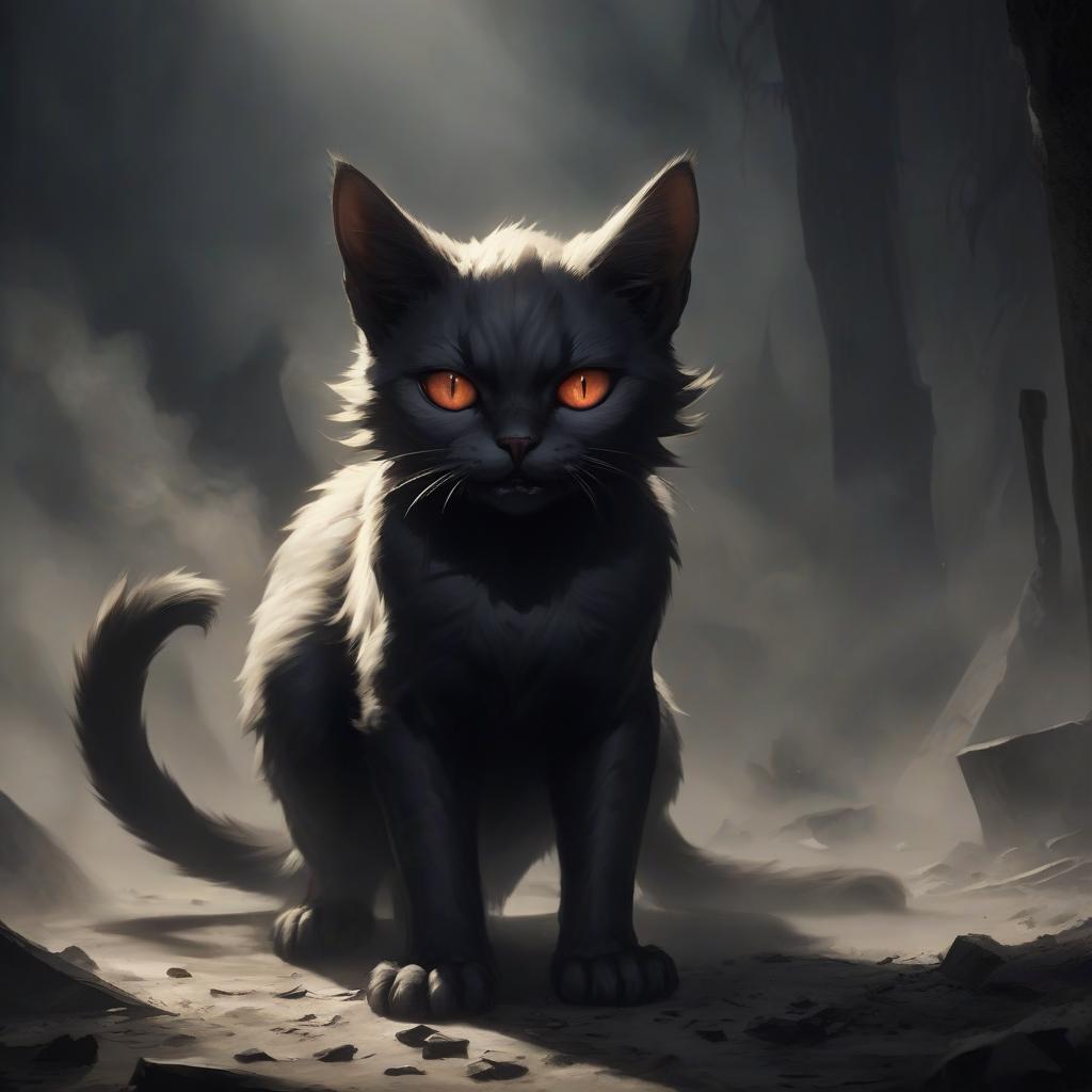  ash shadow cats are mutated cats capable of creating ash shadows that absorb light and make enemies helpless, they must be scary, with fangs and claws