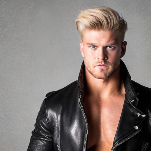 portrait+ style WWE queer superstar blonde hunk dude face