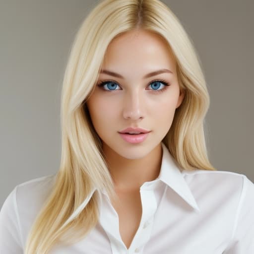  Blonde woman with a white shirt