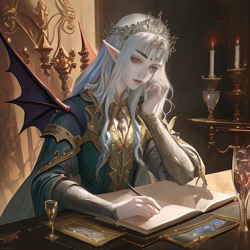  young vampire of aristocratic origin with a silver crown, beauty and dark fantasy, magic, dragons, elves, castles, by donato giancola, ruan jia, kekai kotaki, magali villeneuve, even mehl amundsen