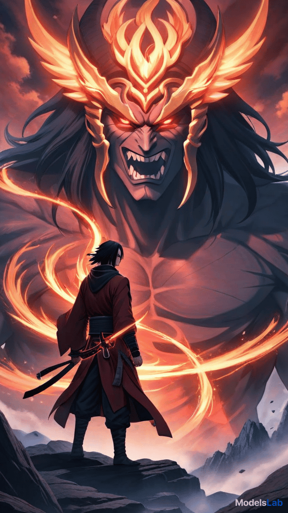  anime art: itachi's susanoo with totsuka blade and yata mirror, facing madara with god like powers. hyperrealistic, full body, detailed clothing, highly detailed, cinematic lighting, stunningly beautiful, intricate, sharp focus, f/1. 8, 85mm, (centered image composition), (professionally color graded), ((bright soft diffused light)), volumetric fog, trending on instagram, trending on tumblr, HDR 4K, 8K