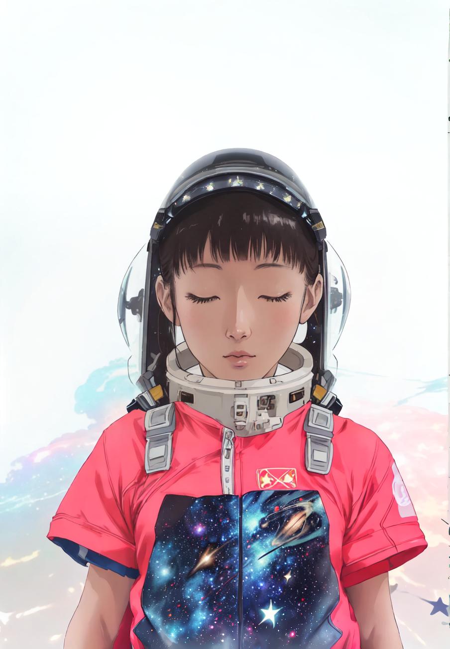  anime style, astronaut in space, fully detailed outer space background with stars, galaxies, nebulae, vibrant colors, wearing detailed space suit, cosmic scene, highly detailed spacesuit, complete space environment hyperrealistic, full body, detailed clothing, highly detailed, cinematic lighting, stunningly beautiful, intricate, sharp focus, f/1. 8, 85mm, (centered image composition), (professionally color graded), ((bright soft diffused light)), volumetric fog, trending on instagram, trending on tumblr, HDR 4K, 8K