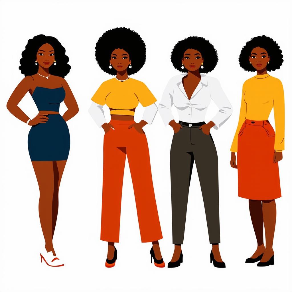  flat illustration, flaticon, (illustration:1.15), group of women. sisterhood concept. illustrations of 6 women with different skin colors who stand next to each other. flat vector on white background, [cory loftis, strobist, pascal campion :: 0.2]