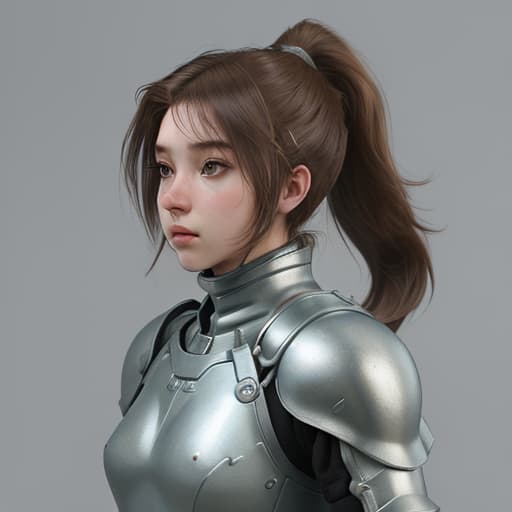  girl, humanity, wearing biological armor, shell, fully enclosed helmet, (solo: 1.5), dynamic, best quality, masterpiece, c4d, ponytail.