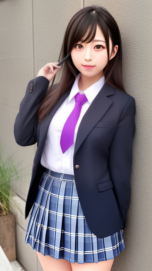  橋本環奈風　1girl, solo, photoshop_(medium), school_uniform, necktie, blazer, photo_(medium) 女性