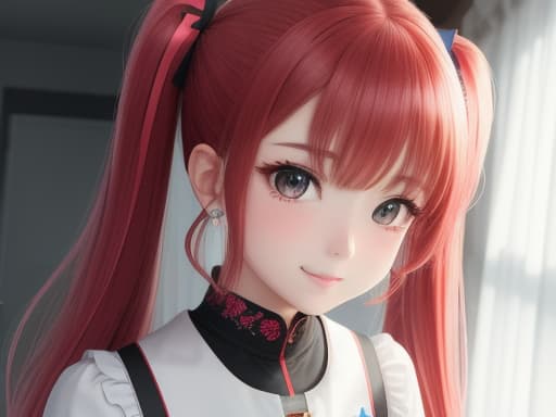  masterpiece, best quality, expressive eyes, perfect face, perfect anatomy, loli, young, cute face, petite, red hair, twintails, smirk, brightly colored clothes, patterned clothes, bright colors, hadeko fashion, midriff , High quality, High resolution, highly detailed, cinematic lighting, intricate, sharp focus, (centered image composition), (professionally color graded), ((bright soft diffused light)), volumetric fog, trending on instagram, HDR 4K, 8K