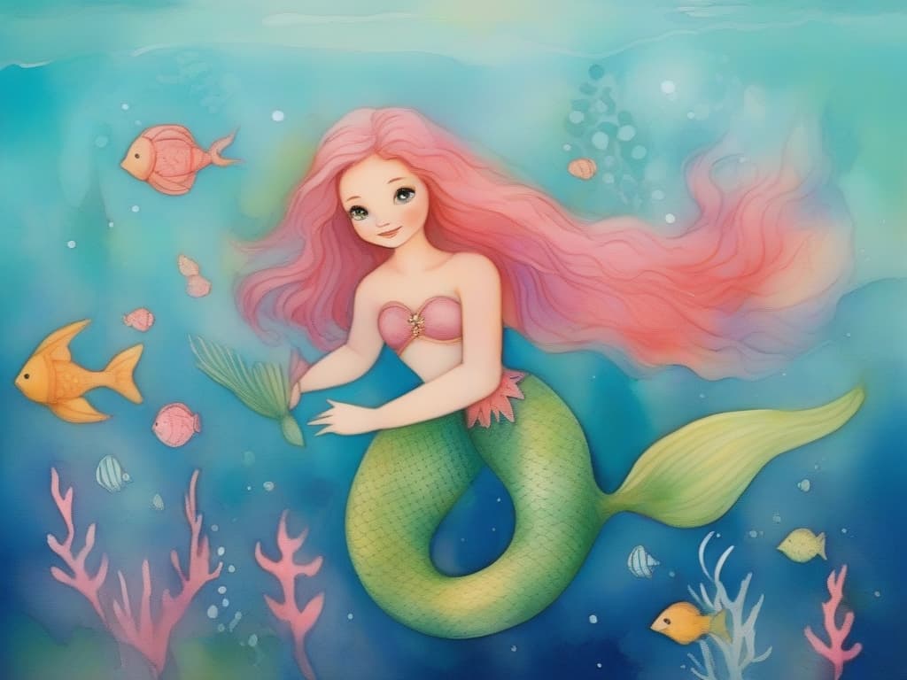  mermaid princess, swim in the sea