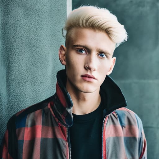 portrait+ style Russian LGBT queer fashion model blonde hunk dude face