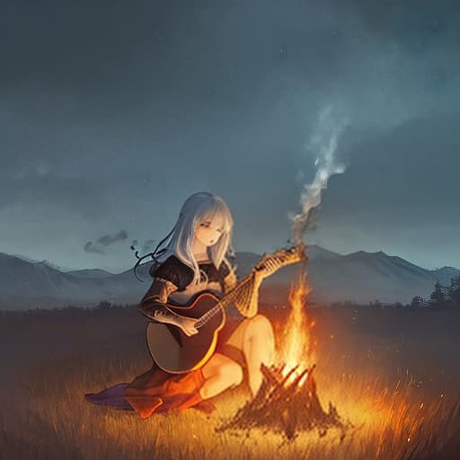  the night came down quietly. the fire smolders away knight sings with guitar a field without an edge knight the echo between the hills fairy tales are born of light it's bright