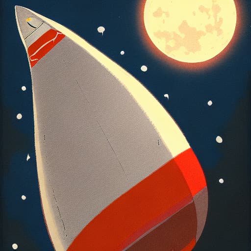  A rocket with a moon and kid