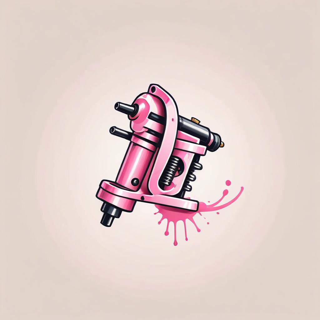  minimalist style draw a realistic pink tattoo machine . simple, clean, uncluttered, modern, elegant, logo