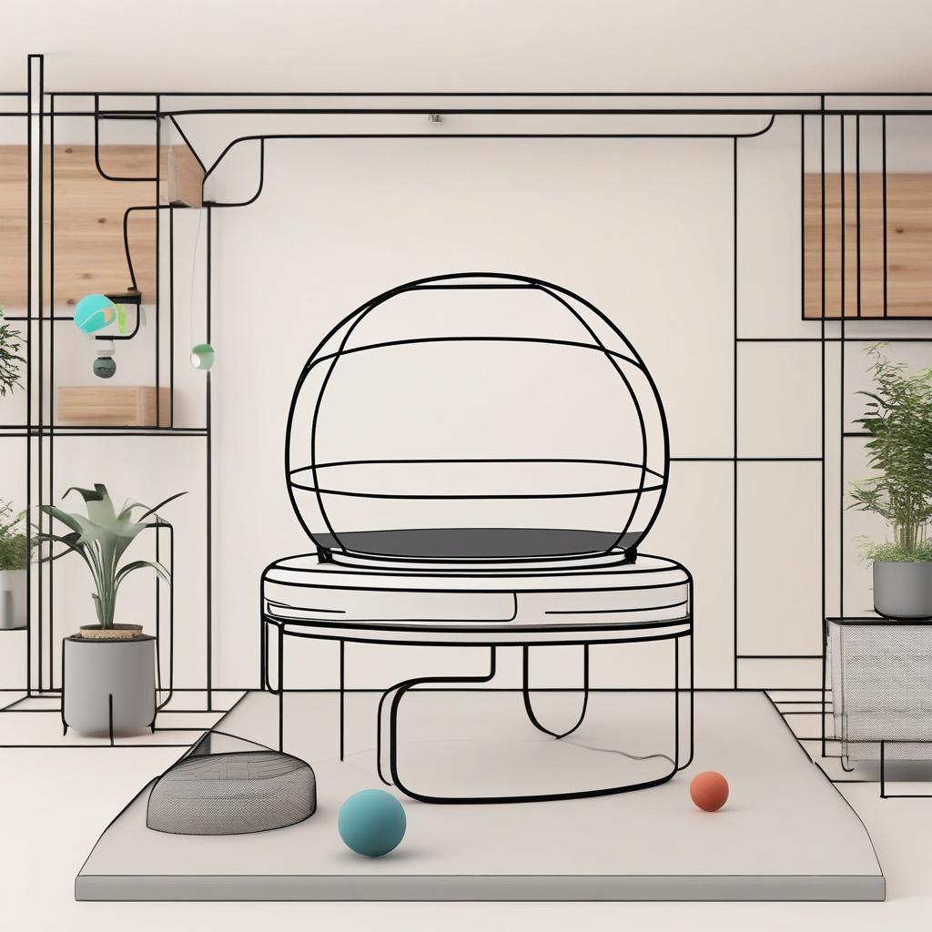  Masterpiece, best quality, design a future spherical monitoring device that can sense indoor temperature and physiological activities of the human body in real time, and control other furniture in real time