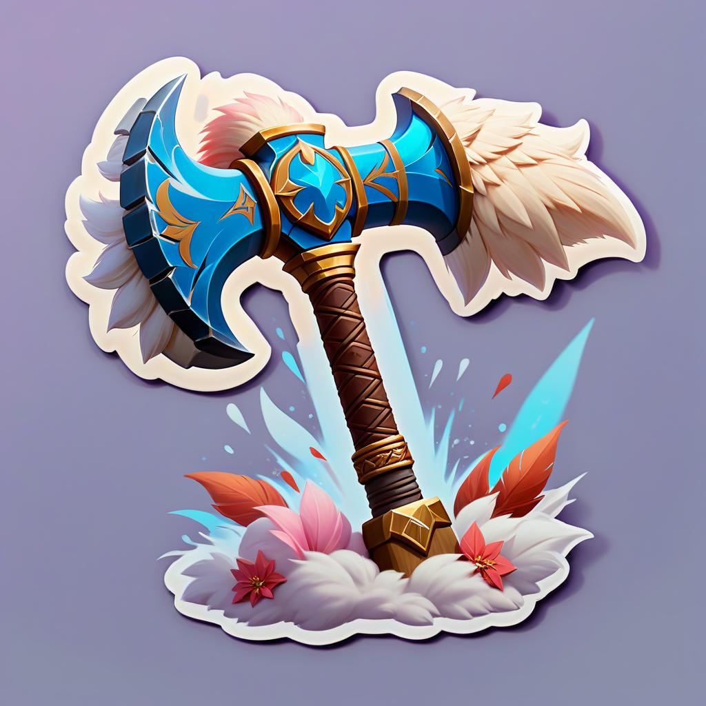  ethereal fantasy concept art of barbarian big battle axe, tribal accessories, rpg class minimal badge logo . magnificent, celestial, ethereal, painterly, epic, majestic, magical, fantasy art, cover art, dreamy, sticker