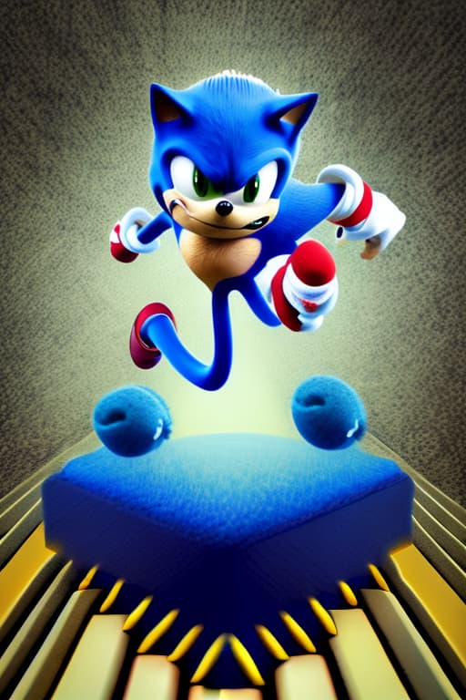 wa-vy style Sonic running from a bee