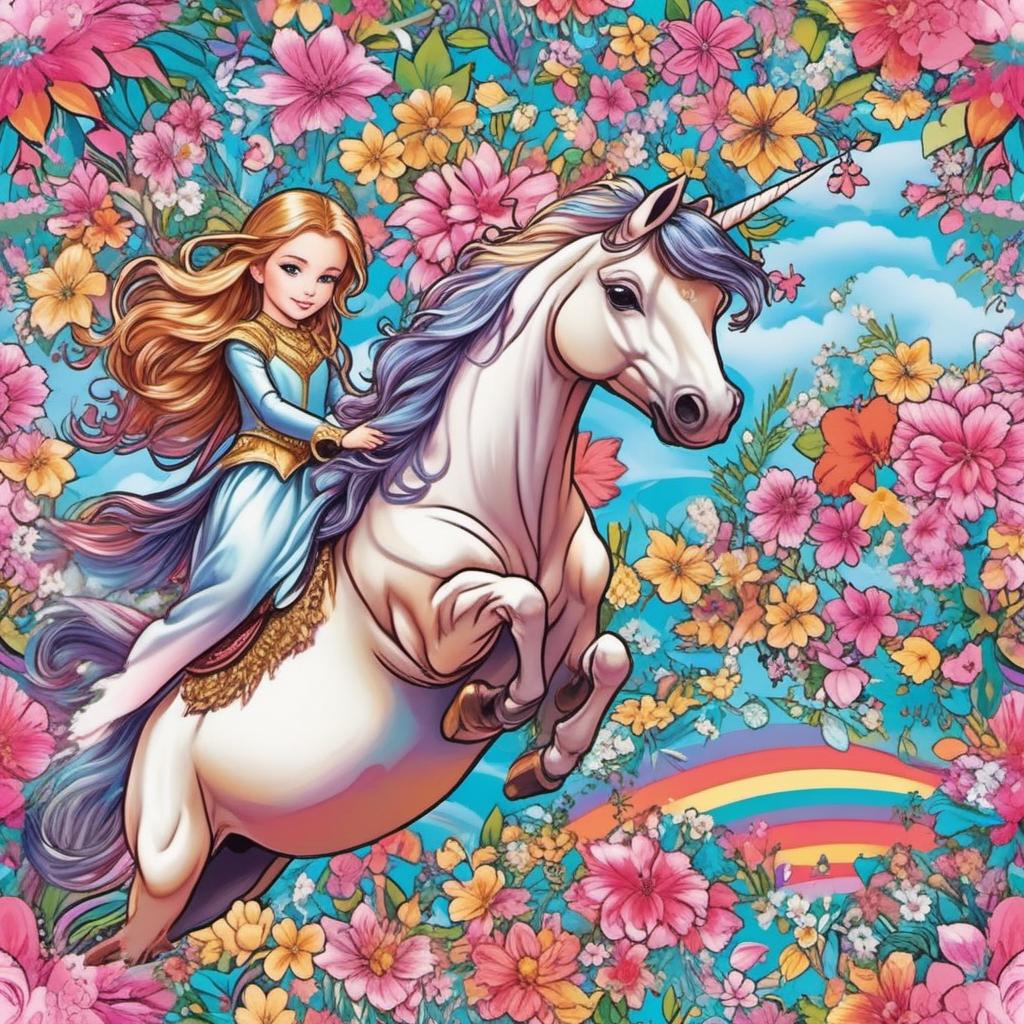  princess riding a unicorn , profile image style