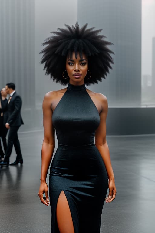  Black/Afro,,Full Body, (2 old:1.1), (slim body:1.2), huge s, large , blue eyes, black hair, elegant, approachable style, long dress, modern pop culture flair, kawaii, extrovert, singing, traveling, dancing, realistic hyperrealistic, full body, detailed clothing, highly detailed, cinematic lighting, stunningly beautiful, intricate, sharp focus, f/1. 8, 85mm, (centered image composition), (professionally color graded), ((bright soft diffused light)), volumetric fog, trending on instagram, trending on tumblr, HDR 4K, 8K