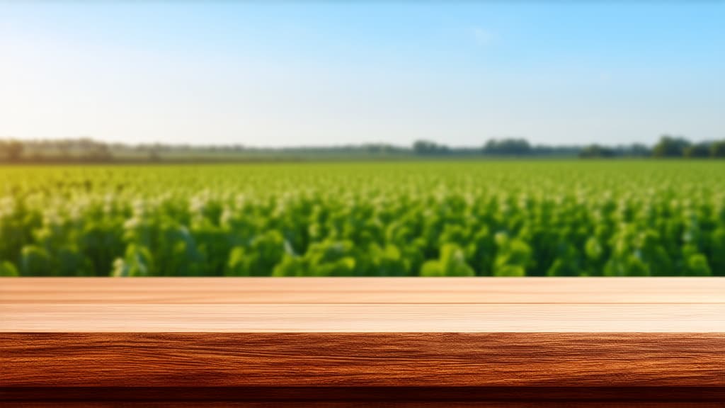  blank wooden brown table with blurred background of cotton fields ar 16:9 {prompt}, maximum details