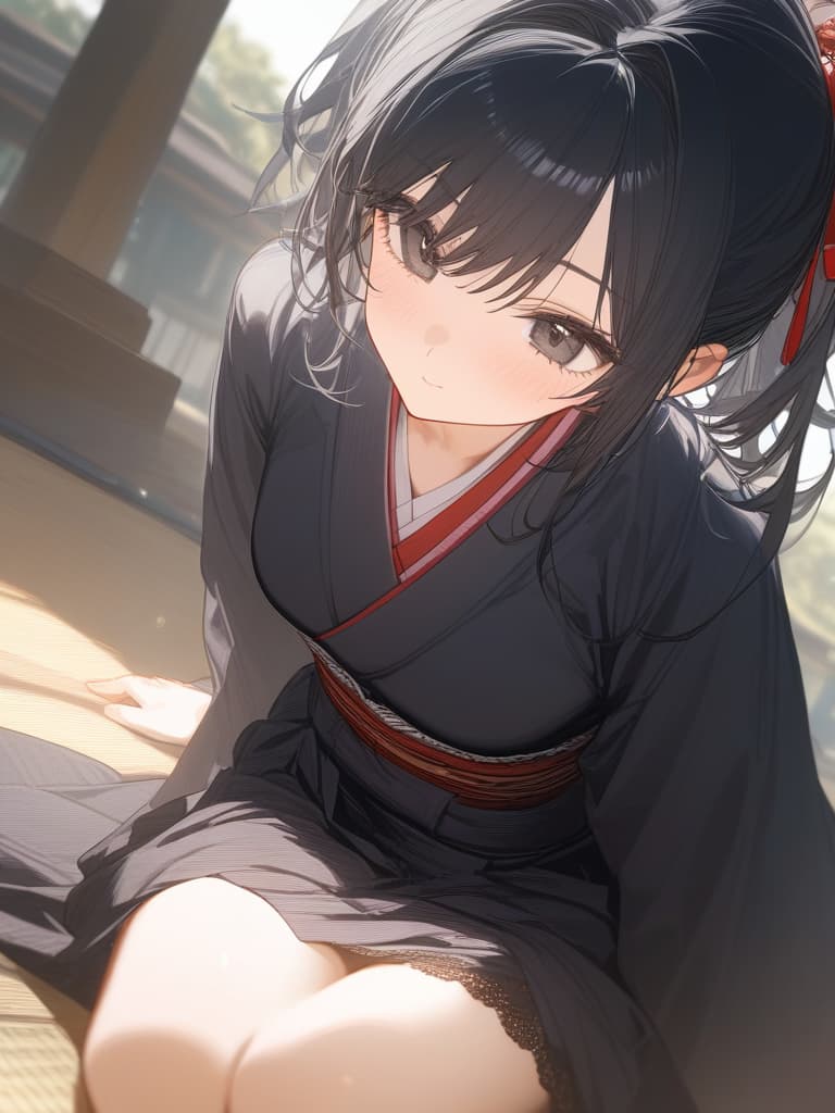  girls, cute face, frill lace, solo, hair ribbon, meiji era, kimono, hakama, black hair, black eyes, black eyes, long kimonos, white eyes, masterpiece, best quality,8k,ultra detailed,high resolution,an extremely delicate and beautiful,hyper detail