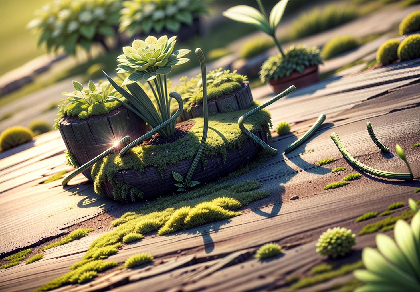  best quality, high resolution, perfect lighting, (extremely fine cg: 1.2), 32k, (green plant artform, solo:1.5), flower, meadow, forest, spring, blooming flowers, moss microlandscape, green, simple, clean bright background, light tracing, natural light, c4d, oc render, (masterpiece:1.2),