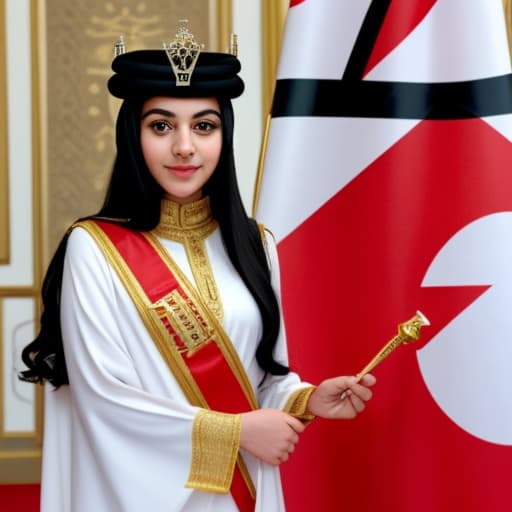  Young queen with Bahrain flag