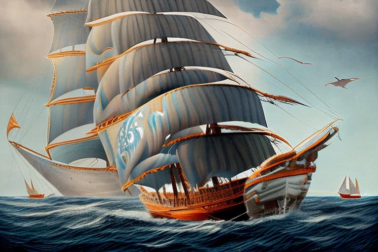 wa-vy style Blue whale swallowing many sailing ships, fantasy, chris pratt,