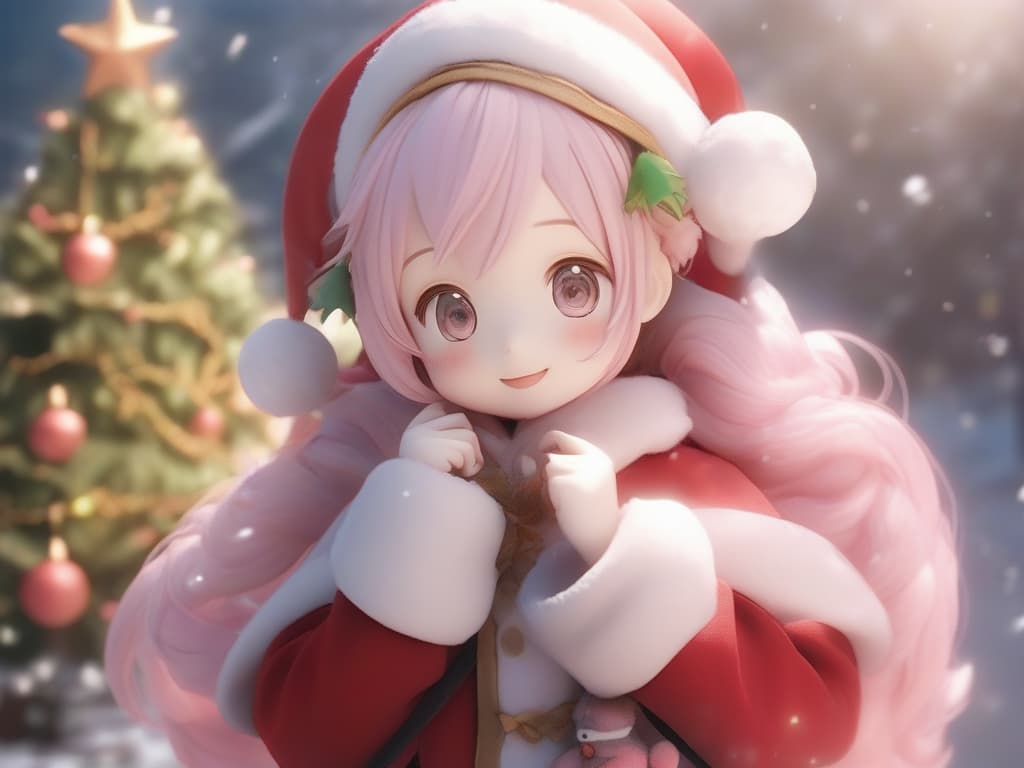  santa cosplay, cute, 1girl, fluffy, christmas, pink hair, half twin tail hair, masterpiece, best quality,8k,ultra detailed,high resolution,an extremely delicate and beautiful,hyper detail