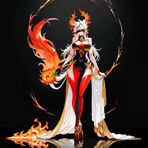  score 9, score 8 up, score 7 up, score 6 up, score 5 up, score 4 up, rating suggestive, 2. ember, the fiery temptress: ember is a monster whose design is inspired by flames and infernos. her skin glows with a warm, fering light, radiating shades of crimson, orange, and gold. bright, fiery eyes gleam with an inner intensity, reflecting her pionate nature. ember's outfit consists of flowing, flame patterned fabrics that dance around her form, creating the illusion of constantly shifting fire. accessories like molten metal jewelry and shimmering embers further enhance her fiery allure. she stands as a symbol of both beauty and the untamed power of flames. , attractive mature woman, most beautiful woman ever, anime art sty hyperrealistic, full body, detailed clothing, highly detailed, cinematic lighting, stunningly beautiful, intricate, sharp focus, f/1. 8, 85mm, (centered image composition), (professionally color graded), ((bright soft diffused light)), volumetric fog, trending on instagram, trending on tumblr, HDR 4K, 8K