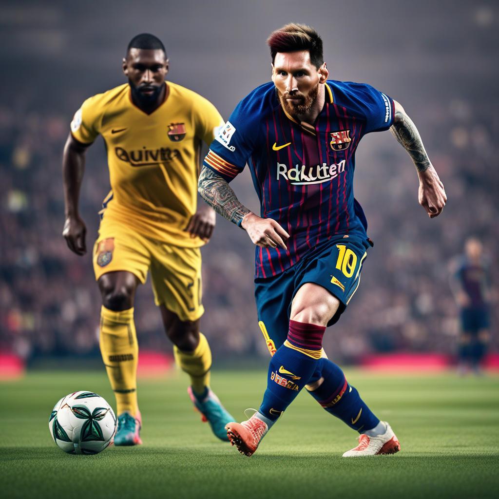  lionel messi hyperrealistic, full body, detailed clothing, highly detailed, cinematic lighting, stunningly beautiful, intricate, sharp focus, f/1. 8, 85mm, (centered image composition), (professionally color graded), ((bright soft diffused light)), volumetric fog, trending on instagram, trending on tumblr, HDR 4K, 8K