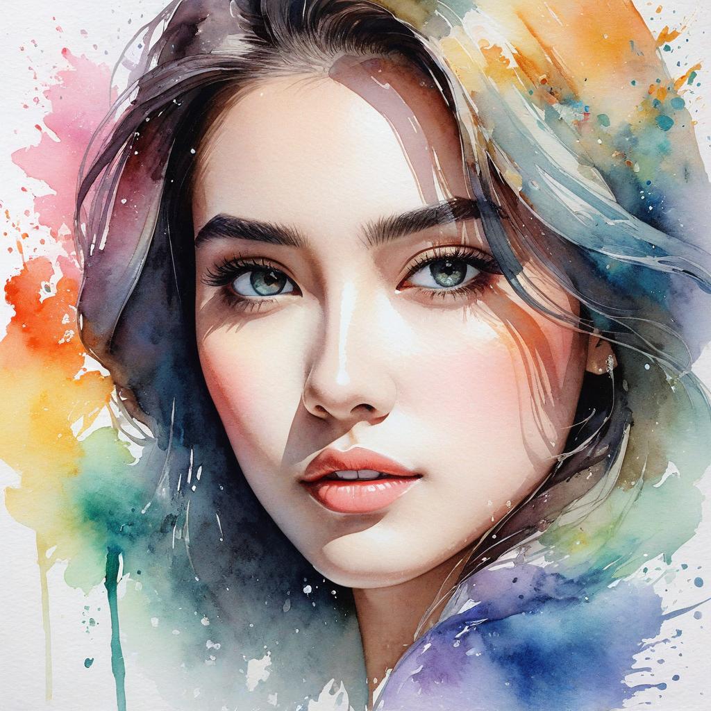  watercolor painting,instaport style, portrait of create a half woman half stone [multi color watercolors with a white background], haze, film photography, light ethereal leaks, sharp focus, intricate highly detailed acrylic painting, palette knife and brush strokes, trending on artstation, trending on pixiv fanbox