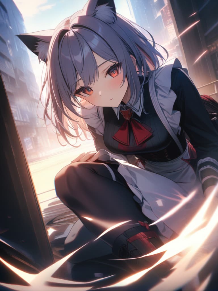  cat ears, pink, bob hair, eyes color blue, alone, maid, cute, masterpiece, best quality,8k,ultra detailed,high resolution,an extremely delicate and beautiful,hyper detail hyperrealistic, full body, detailed clothing, highly detailed, cinematic lighting, stunningly beautiful, intricate, sharp focus, f/1. 8, 85mm, (centered image composition), (professionally color graded), ((bright soft diffused light)), volumetric fog, trending on instagram, trending on tumblr, HDR 4K, 8K