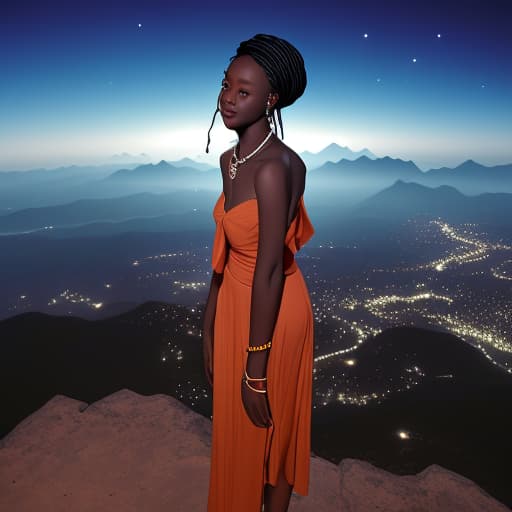  A fair skin Ghanaian standing on mountain at night with a pure heart in his 