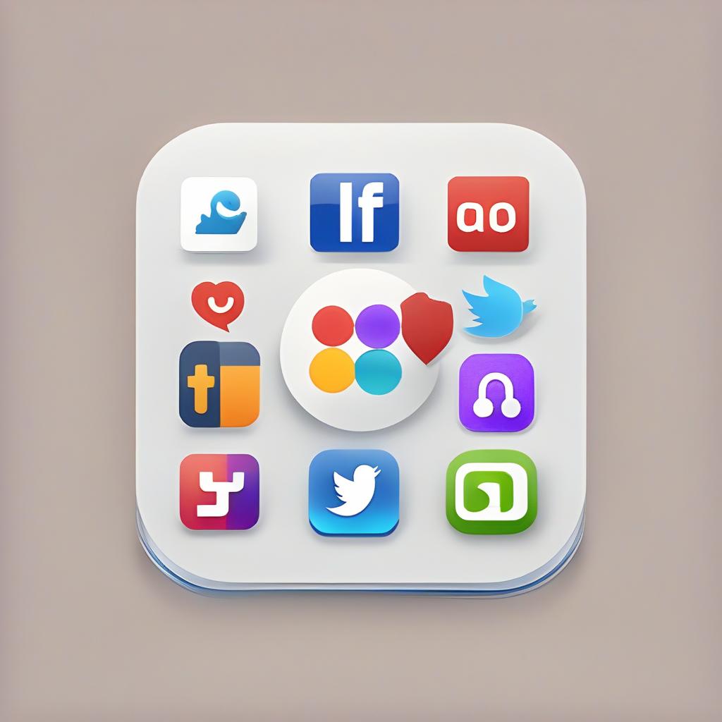  app icon of create a combination of social media icons for facebook, insta, linkedin, youtube and twitter