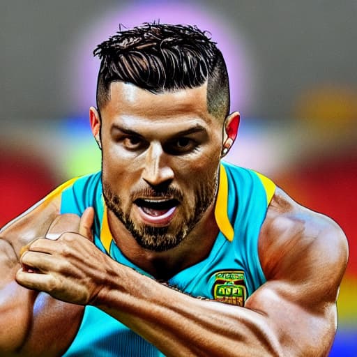 Ronaldo hyperrealistic, full body, detailed clothing, highly detailed, cinematic lighting, stunningly beautiful, intricate, sharp focus, f/1. 8, 85mm, (centered image composition), (professionally color graded), ((bright soft diffused light)), volumetric fog, trending on instagram, trending on tumblr, HDR 4K, 8K