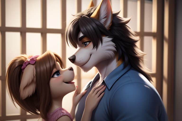  Young, , small , jail bait, dad s , anthro female, , , , anthro male, duo, , age difference:2.0, , love, ing , ing ,, open eyes, digital art, masterpiece, 4k, fine details,