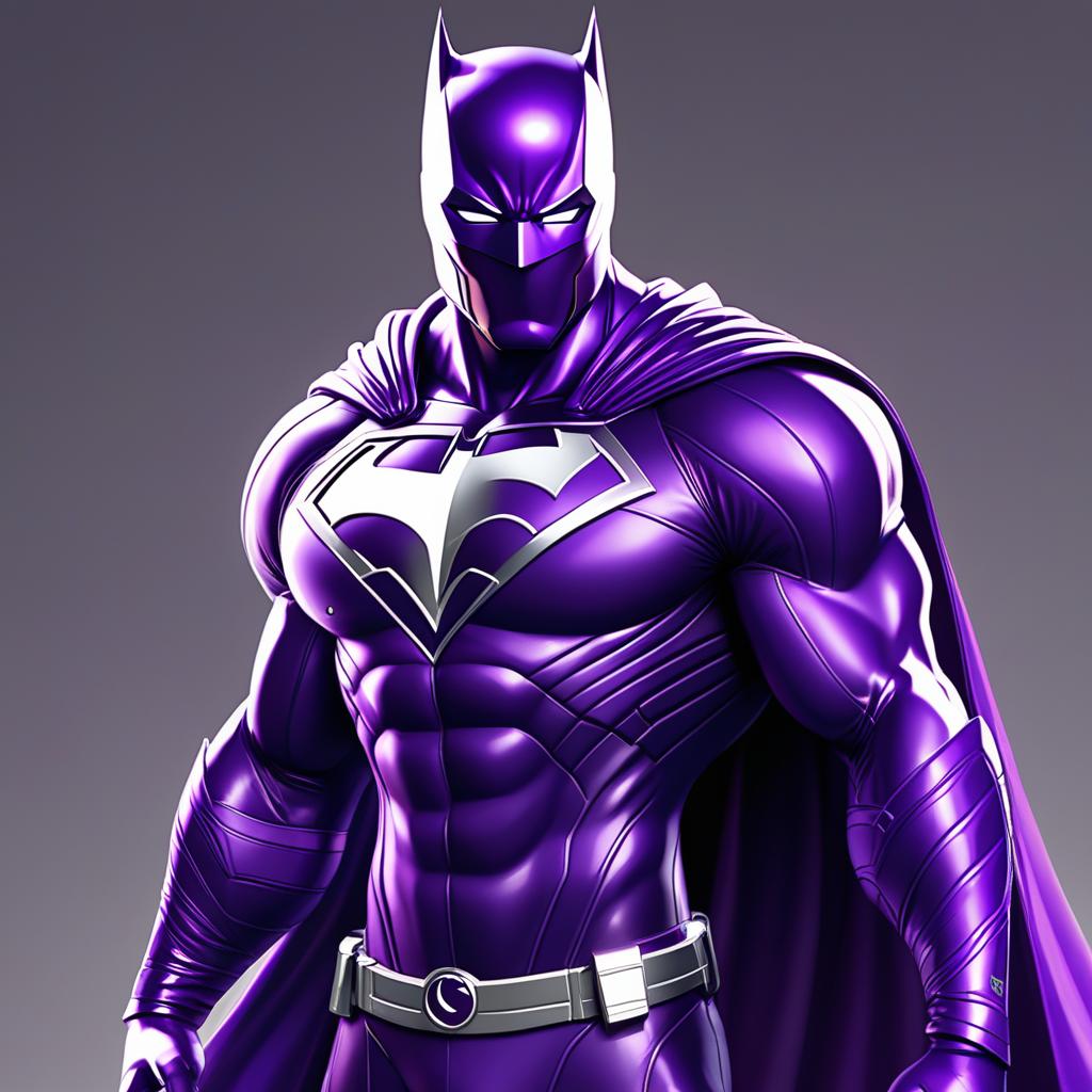  draw a superhero of the bio molecule, protien, use elongated, fibrous shape as its own logo., and the color violet and add a cape not so muscular, award winning, professional, highly detailed, masterpiece