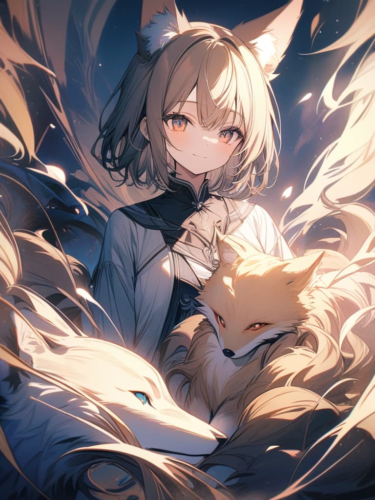  blond, fox, cute, gradation eyes, fox ears, short hair, energy, smiles, now, the whole body, masterpiece, best quality,8k,ultra detailed,high resolution,an extremely delicate and beautiful,hyper detail