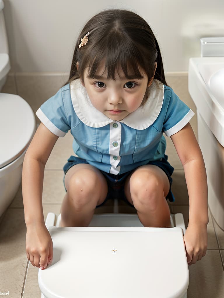  1st grade in elementary school, girl, poo, toilet, toilet, masterpiece, best quality,8k,ultra detailed,high resolution,an extremely delicate and beautiful,hyper detail