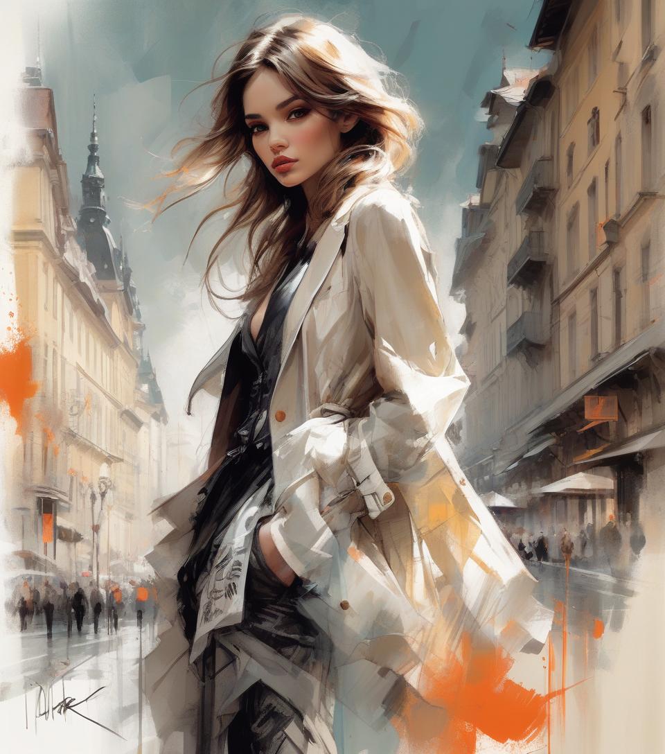  masterpiece, best quality, only one very beautiful woman wearing fashionable designer clothes in bern, with a landmark, perfect poses, soft colors, flowing brushstrokes, low angle, ink painting in the style of artists like russ mills, sakimichan, wlop, loish, artgerm, darek zabrocki, and jean baptiste monge