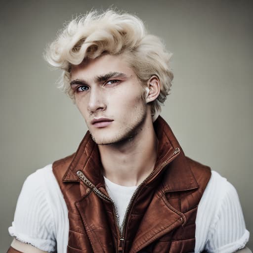 portrait+ style Russian LGBT queer fashion model blonde hunk dude face