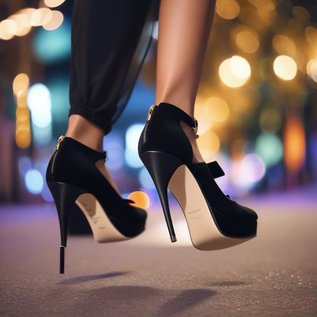  cinematic photo girl trample high heel. 35mm photograph, film, bokeh, professional, 4k, highly detailed