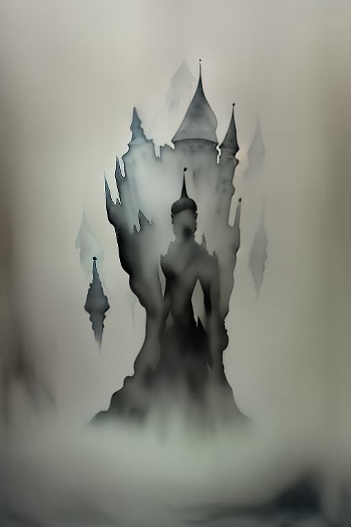  ancient rus, ghosts, ghosts, spirits, fog, lifeless earth, cold. painted with paint and brush, watercolor, smooth shadows. black, white., (surrealism), dreamlike , distorted , abstract , symbolic