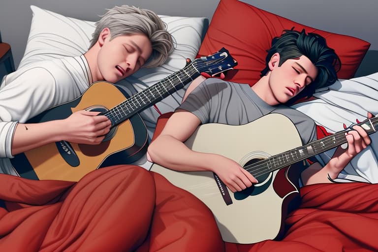  Show Me A Picture Of Niall Horan Fall Asleep In A Red Mattress On Grey Pillow Tucked Up With Blanket? And With His Guitar! From 1d’s Run And Chased Night Starting Game In 16 Bit style Match Like One Direction’s Party Of The Year Boyband In 3ds 2012 - 2013. What’s It Gonna Be?