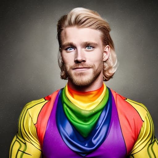 portrait+ style Swedish LGBT queer bodybuilder blonde hunk dude face