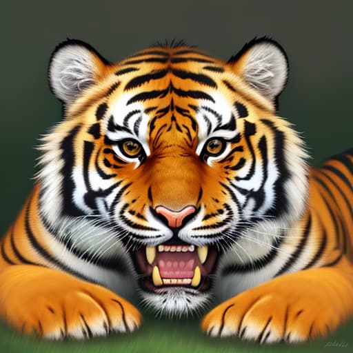  Suitable for oil painting tiger, cartoon, naughty, cute, laugh,