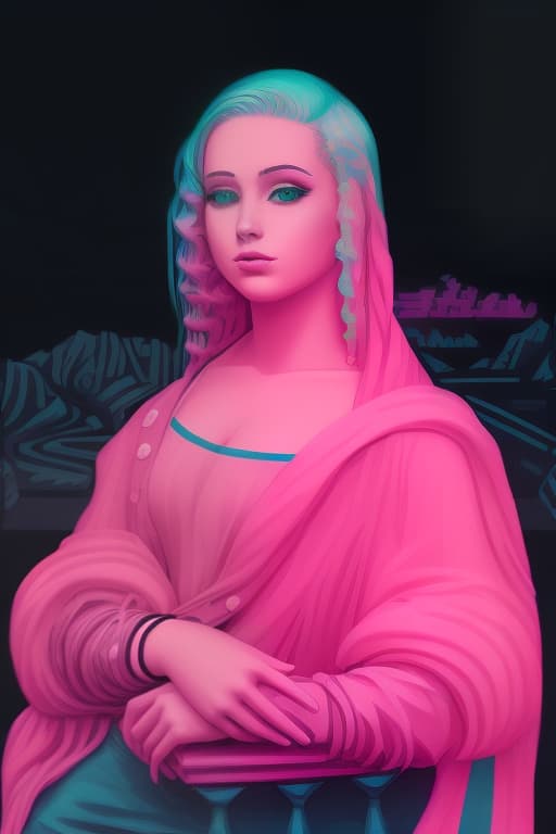  girl with pink hair, vaporwave style, retro aesthetic, cyberpunk, vibrant, neon colors, vintage 80s and 90s style, highly detailed