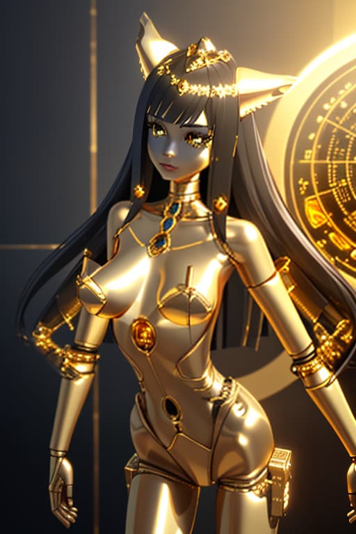  waist high portrait [woman as:0.3] (face and leather from gold:1.3) very cute girl gorgeous princess (with leather covered with gold:1.3) on an accidental background, beautiful body, gold 3d animation, scifi, futuristic, utopian, machine parts, body parts, wires, circuits, highly detailed, octane render, purity, smooth soft skin, symmetrical, soft lighting, detailed face, concept art, digital painting, looking into camera, sf, intricate artwork masterpiece, ominous, matte painting movie poster, golden ratio, trending on cgsociety, intricate, epic, trending on artstation, rtx, detailed face, quality eyes, 8k, 85 mm f1.8, photorealistic, hyperrealistic, hyperdetailed, analog style, demure, detailed skin, pores, smirk, smiling eyes, matte skin